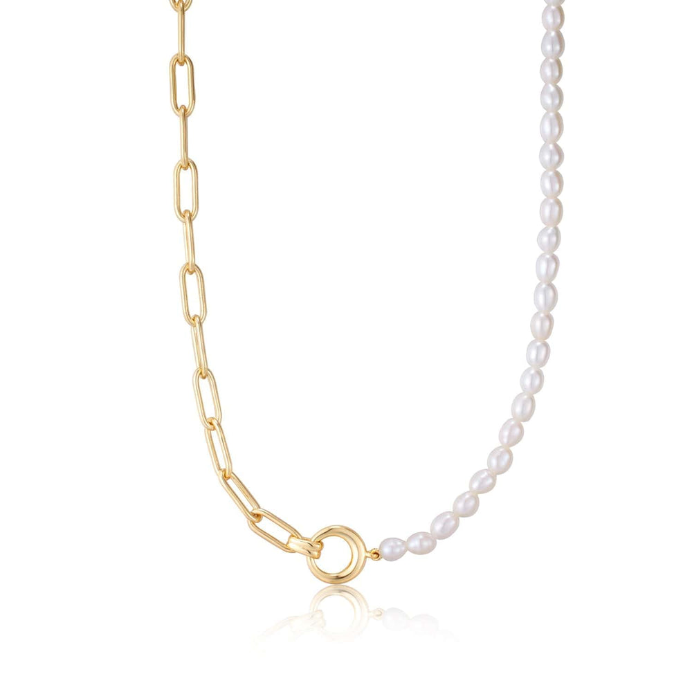 
                      
                        NKL-GPL Gold Pearl Chunky Link Chain Necklace
                      
                    