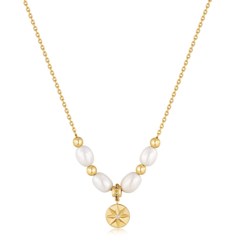 NKL-GPL Gold Pearl Star Pendant Necklace