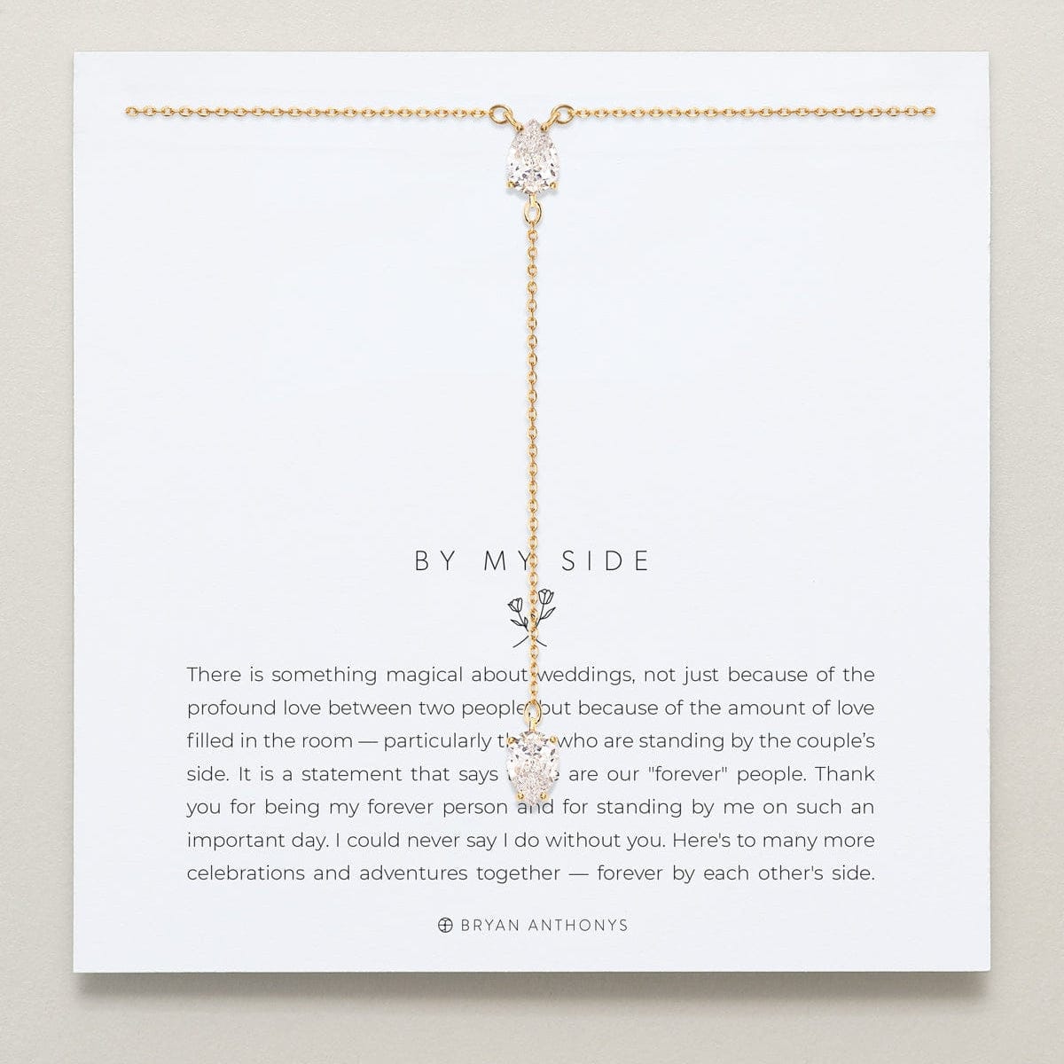 NKL-GPL Gold Plated By My Side Pear Cut Lariat Necklace