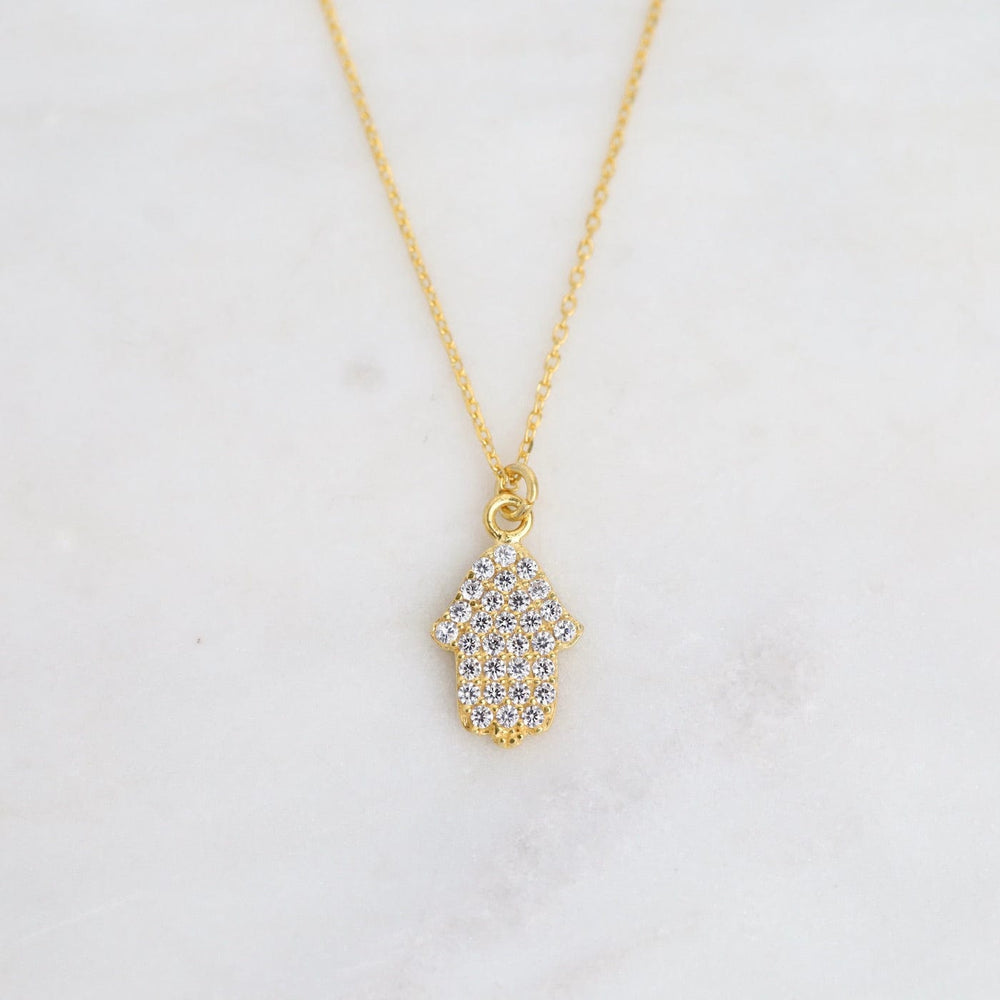 NKL-GPL Gold Plated CZ Hamsa Necklace