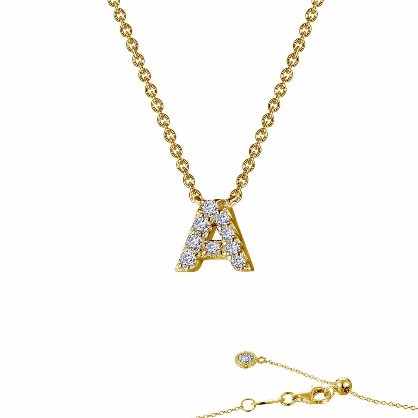NKL-GPL Gold Plated Diamond Block Letter Necklace