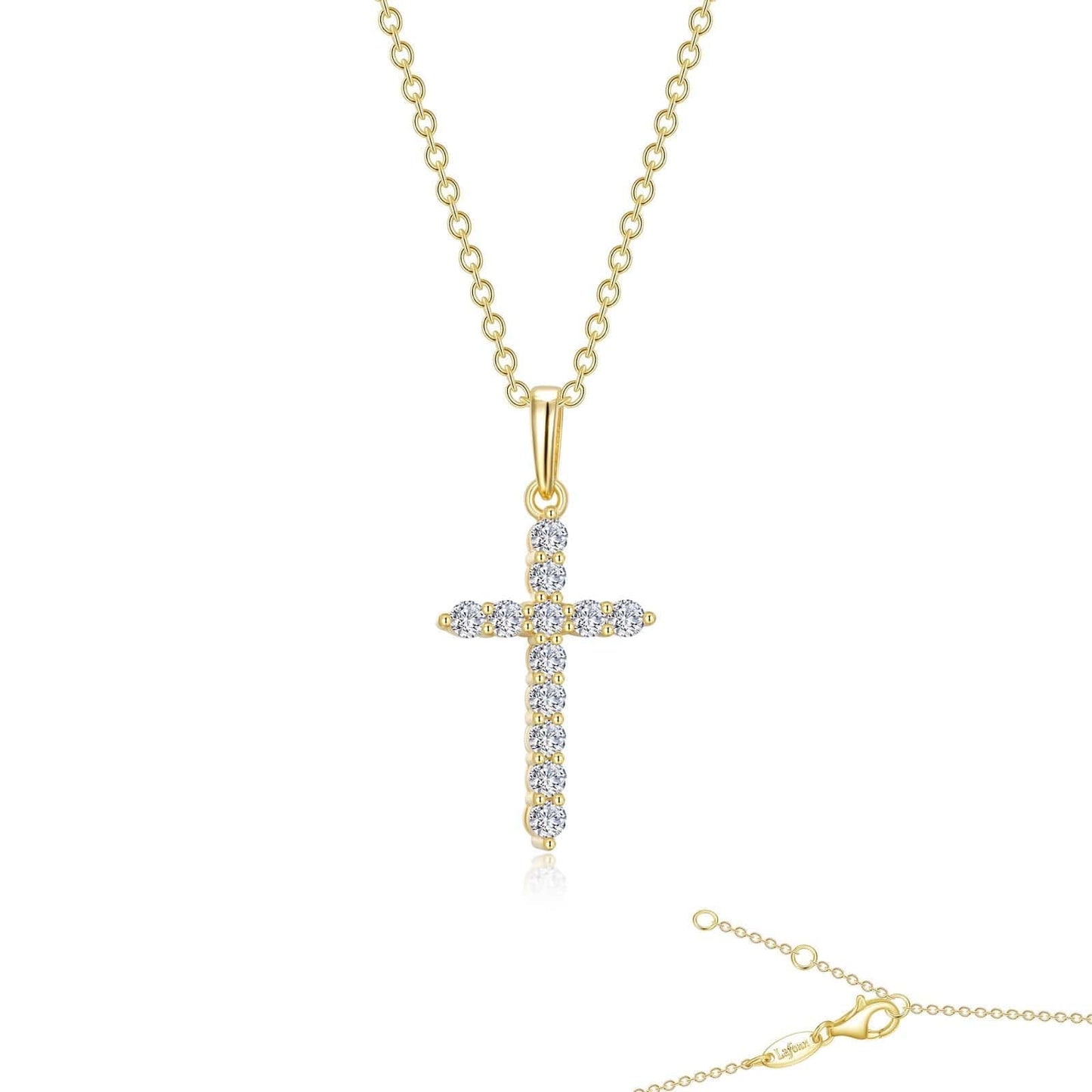 NKL-GPL Gold Plated Diamond Medium Cross Pendant Necklace