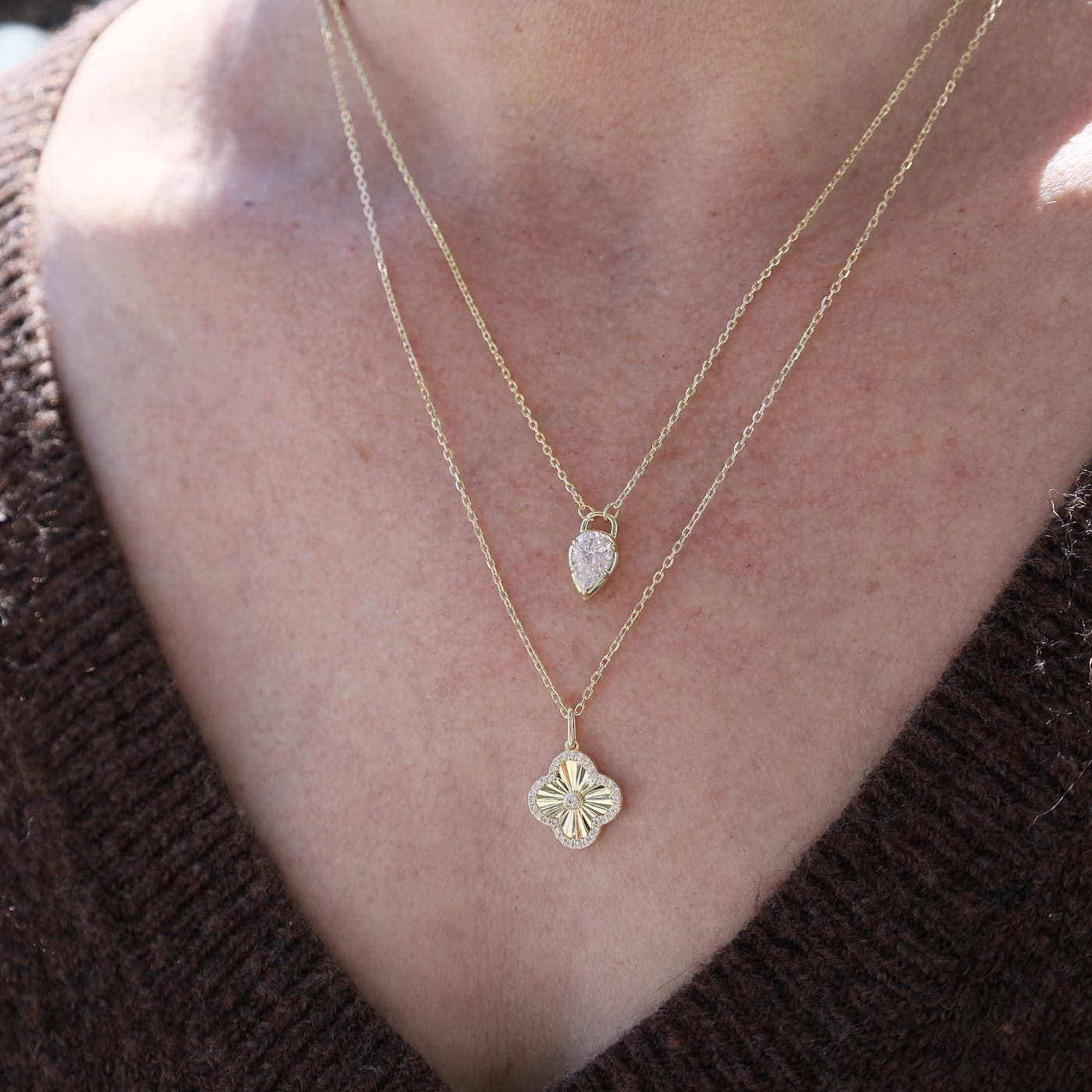 NKL-GPL Gold Plated Halo Pendant Necklace