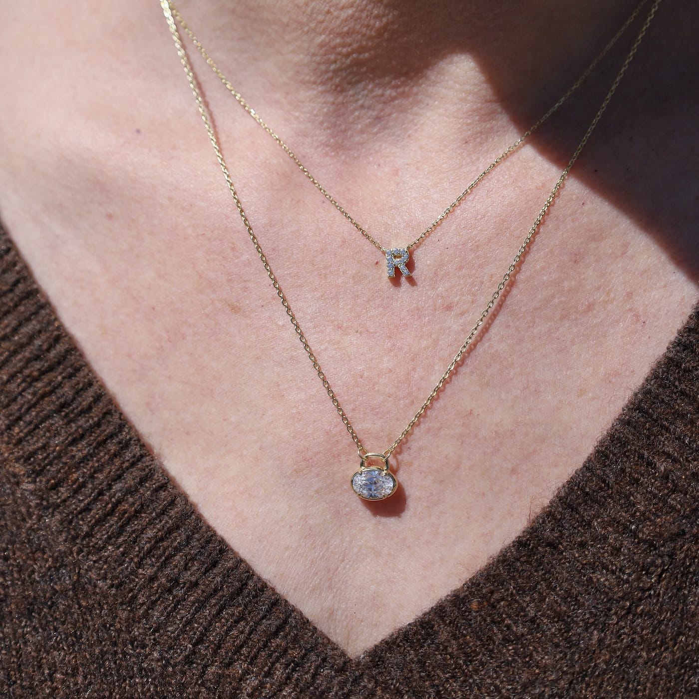 NKL-GPL Gold Plated Oval Solitaire Necklace