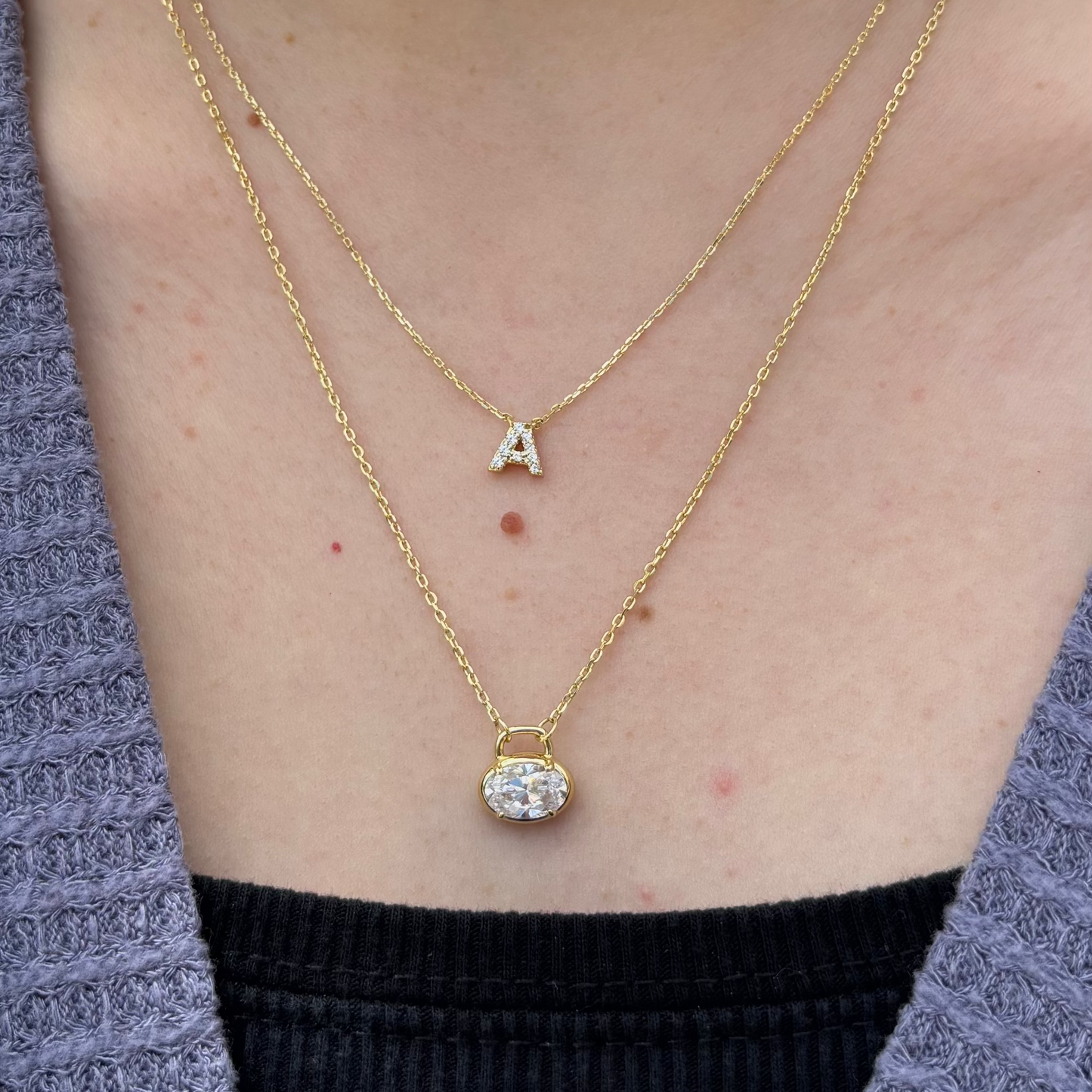 NKL-GPL Gold Plated Oval Solitaire Necklace