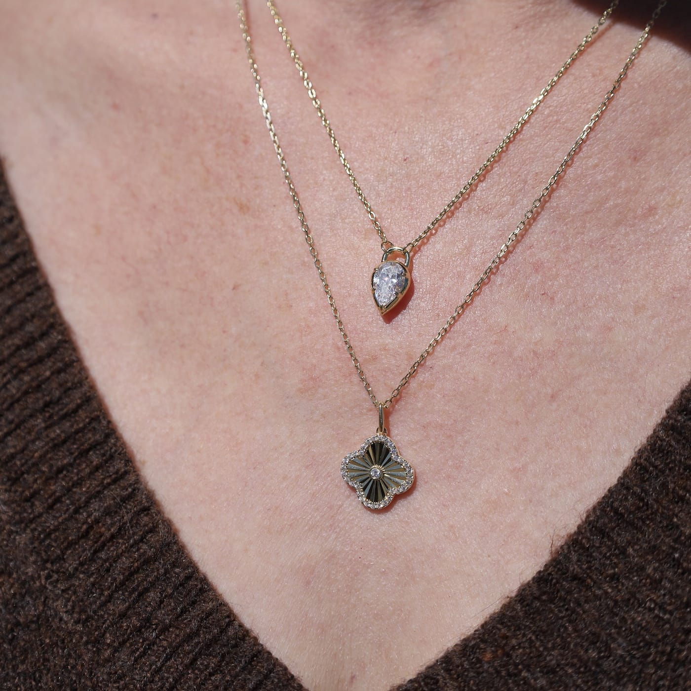 NKL-GPL Gold Plated Pear Lock Pendant Necklace