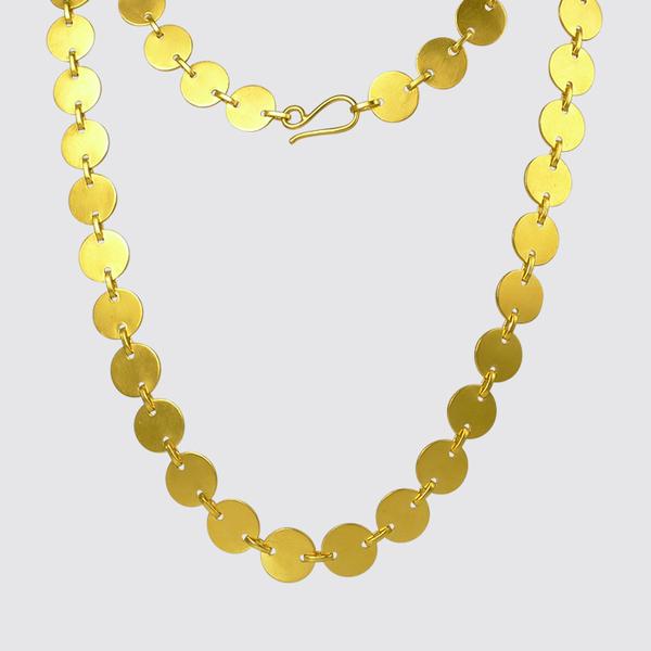 NKL-GPL Gold Plated Round Disc Chain Necklce