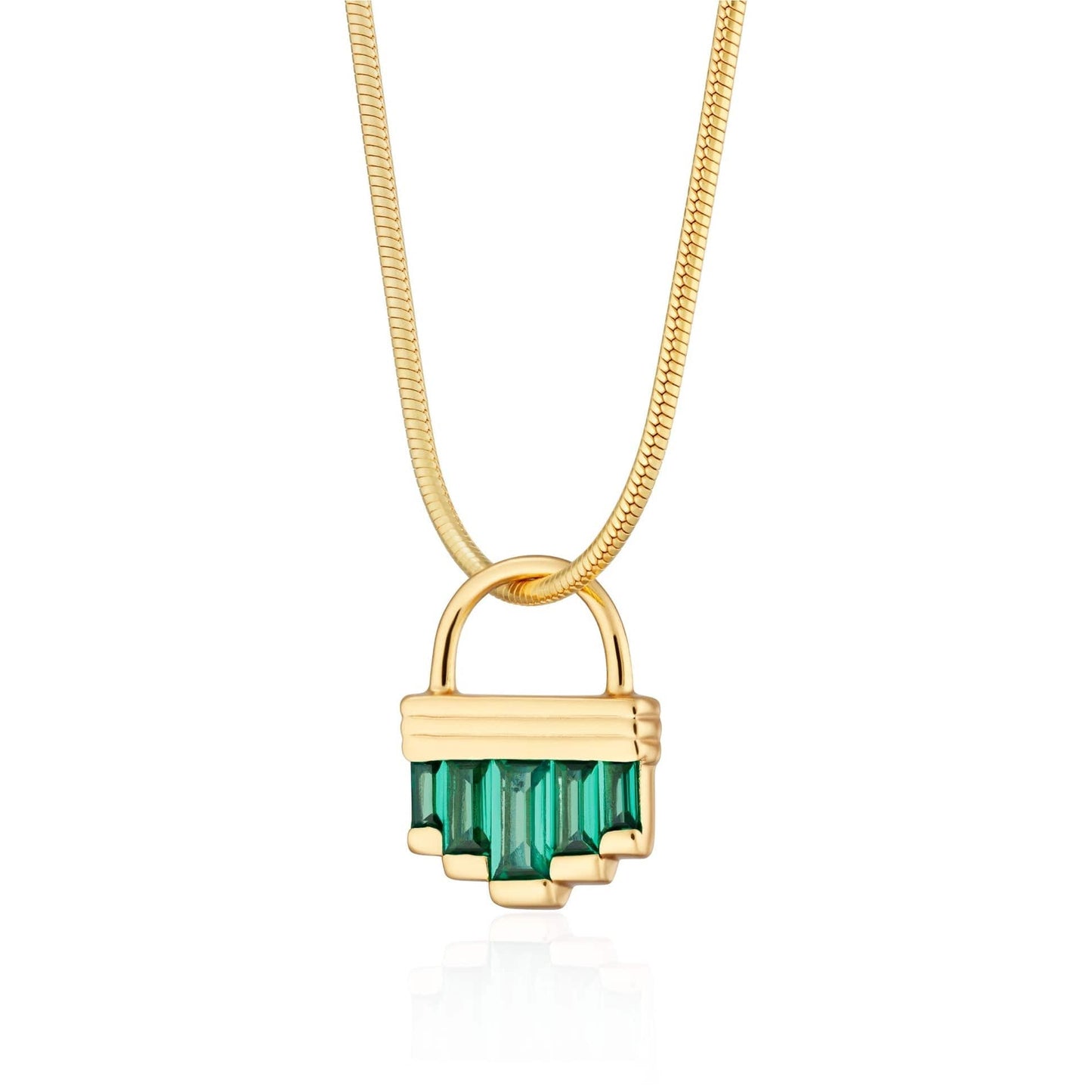 NKL-GPL Gold Plated Sterling Silver Green Cleopatra Necklace