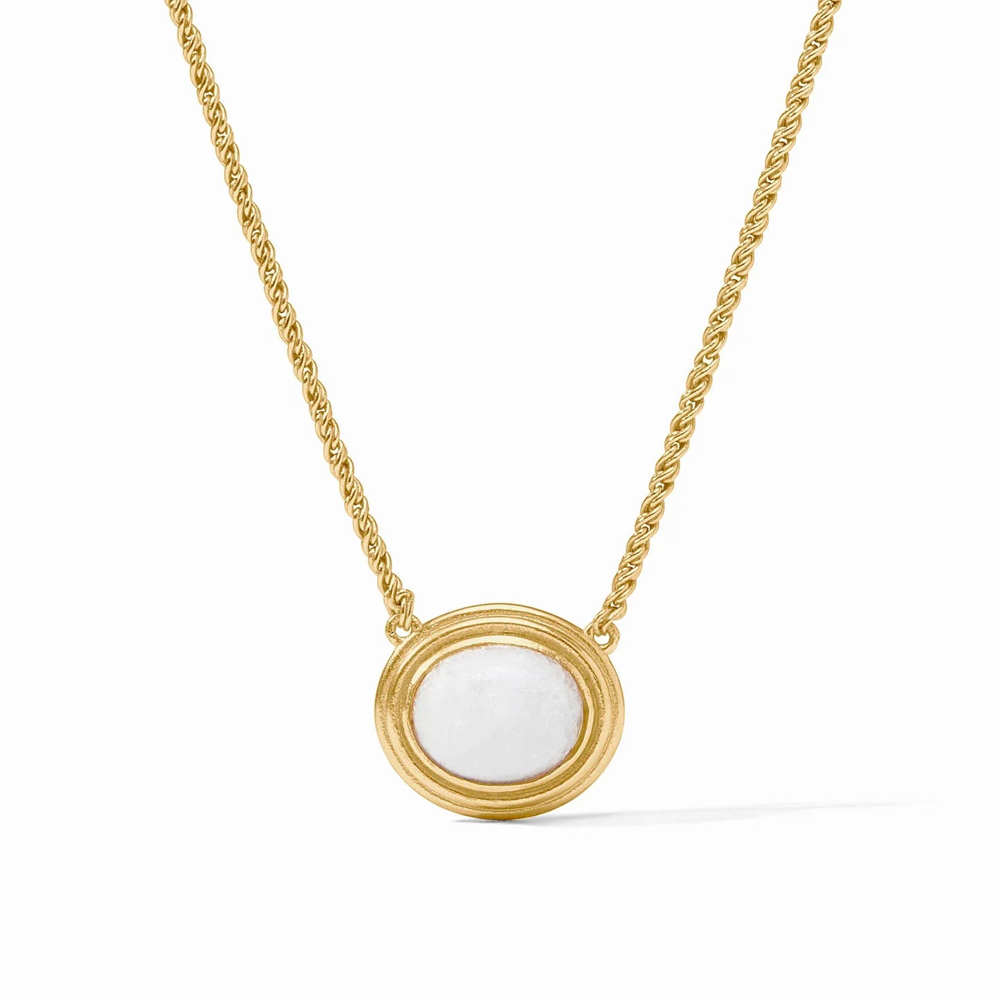 NKL-GPL Gold Portofino Solitaire Necklace - White Jade