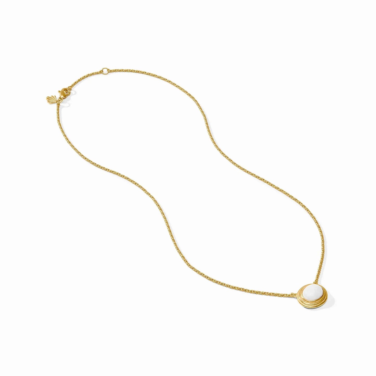 NKL-GPL Gold Portofino Solitaire Necklace - White Jade