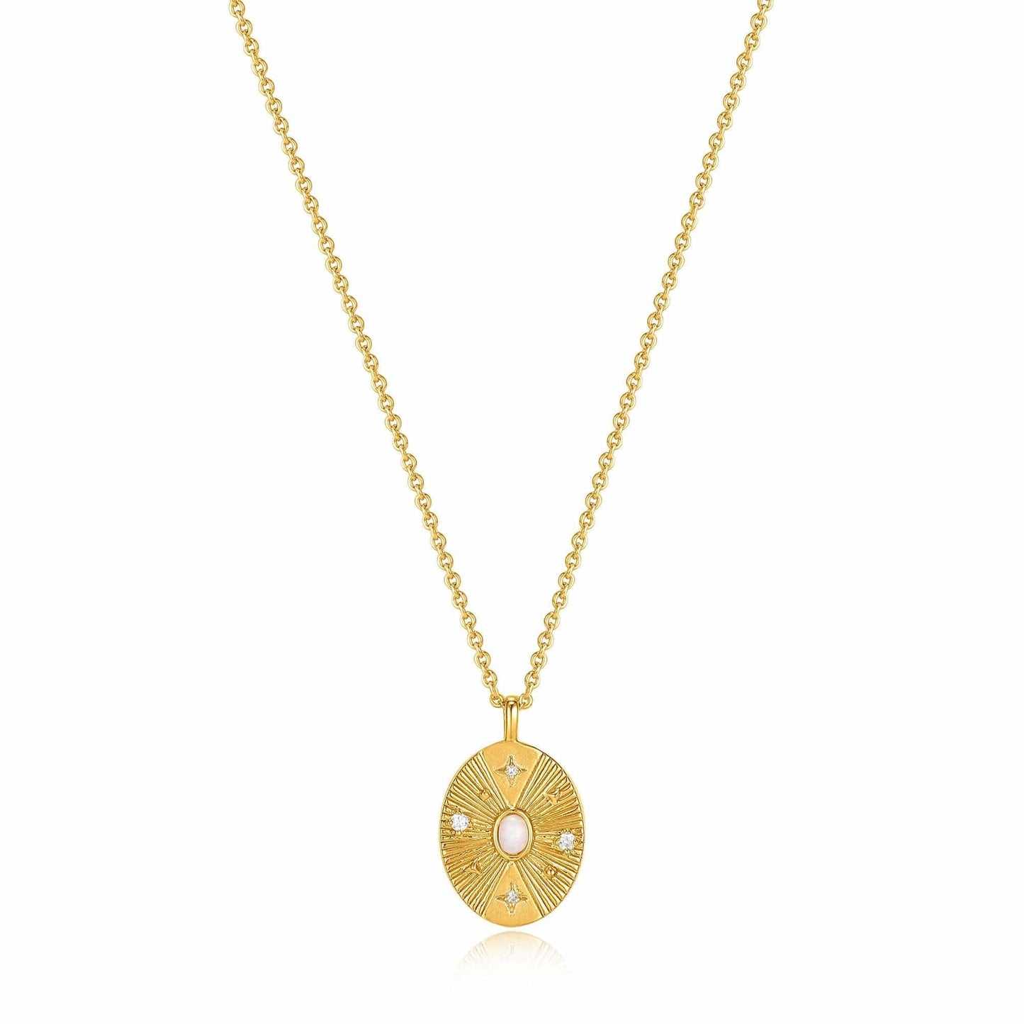 NKL-GPL Gold Scattered Stars Kyoto Opal Disc Necklace