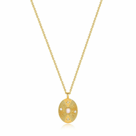 NKL-GPL Gold Scattered Stars Kyoto Opal Disc Necklace
