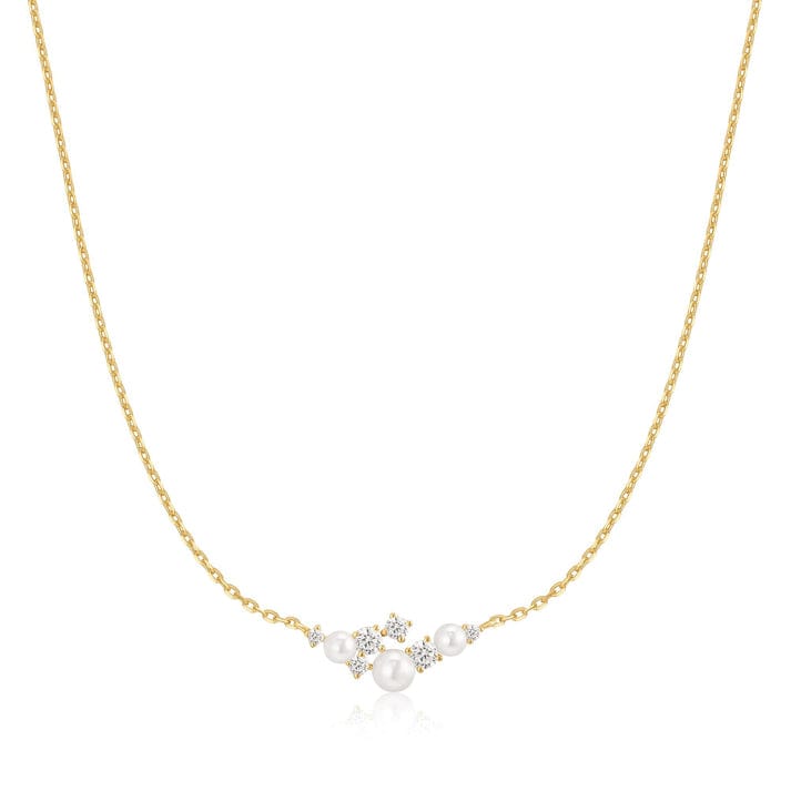 NKL-GPL Gold Shell Pearl Cluster Necklace