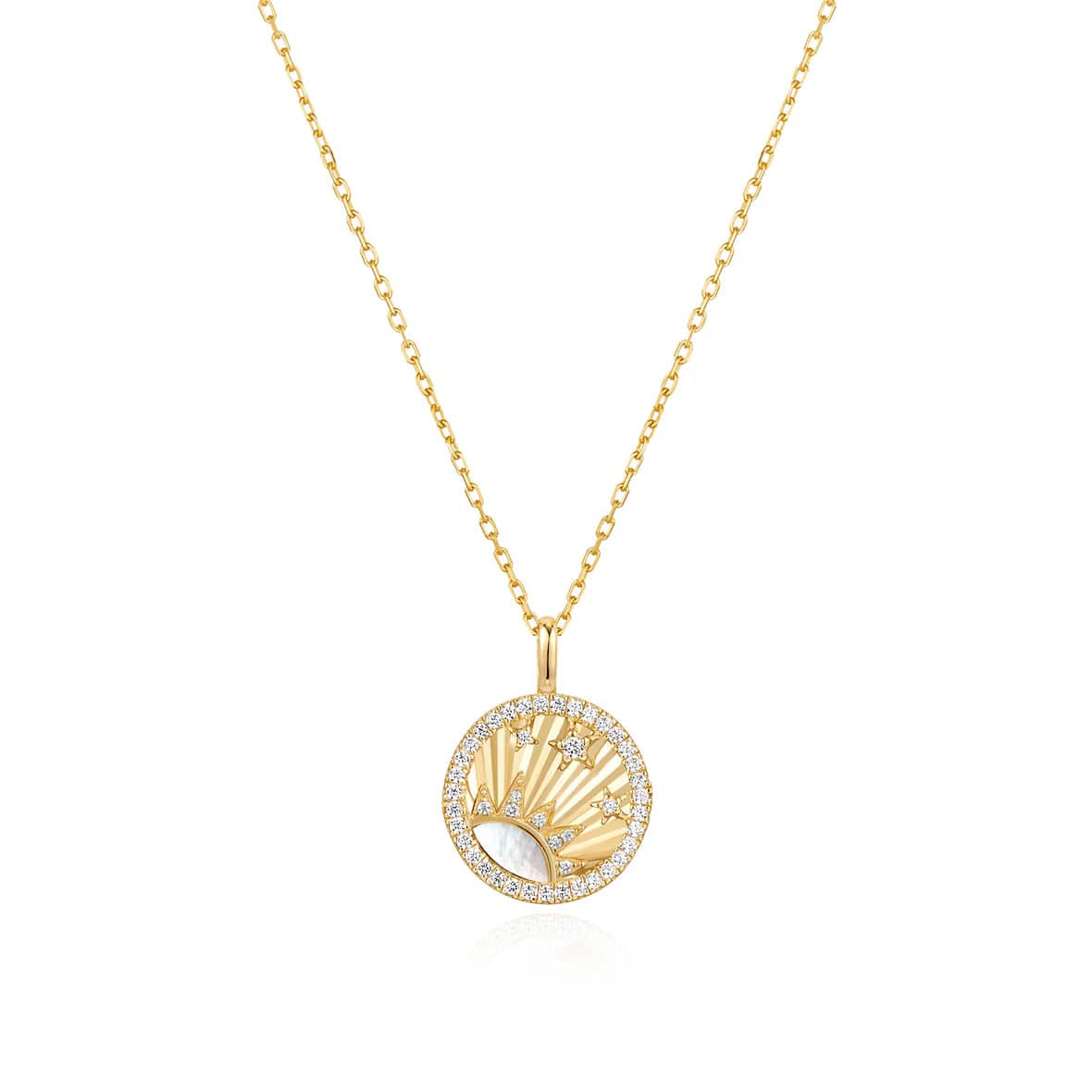 NKL-GPL Gold Shiny Sun Star Necklace