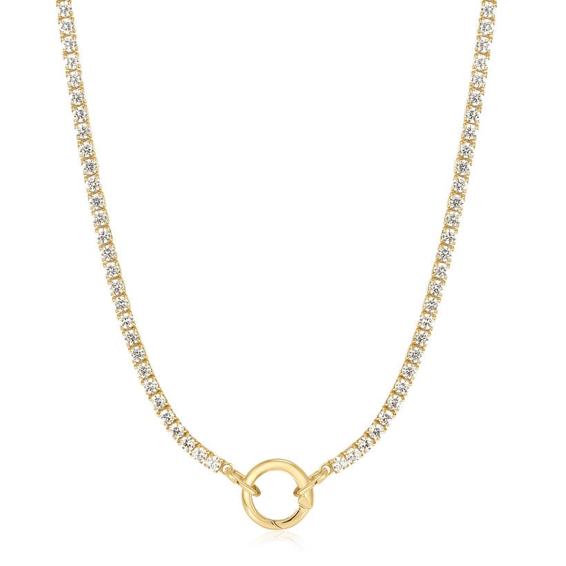 NKL-GPL Gold Sparkle Chain Charm Connector Necklace
