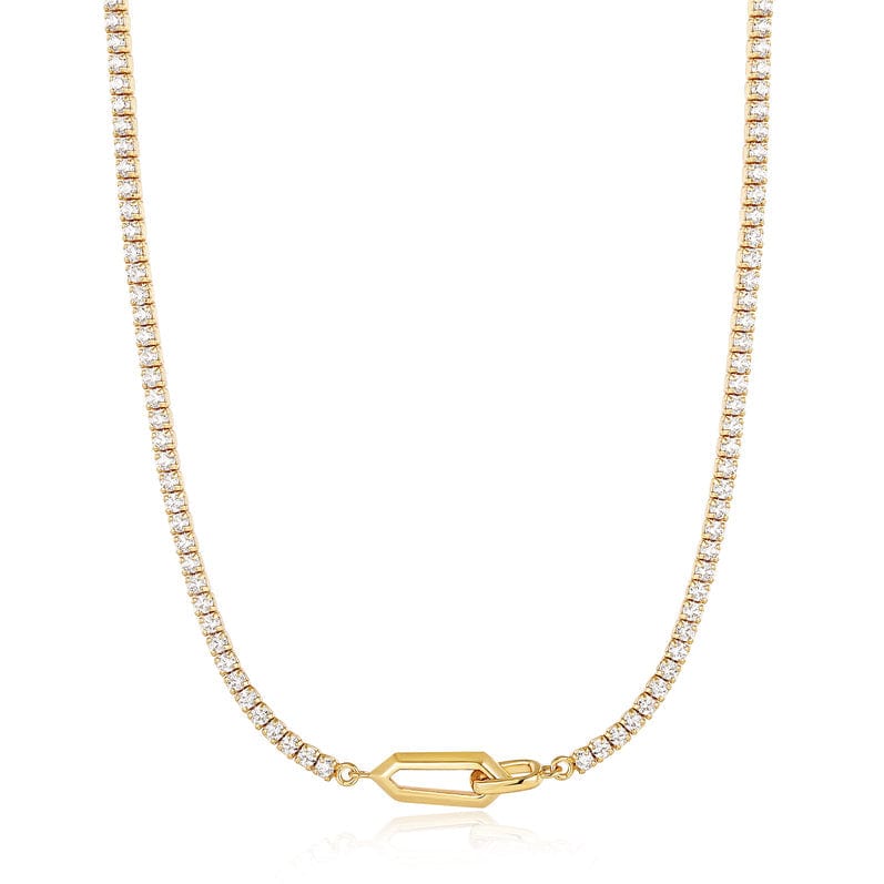 NKL-GPL Gold Sparkle Chain Interlock Necklace