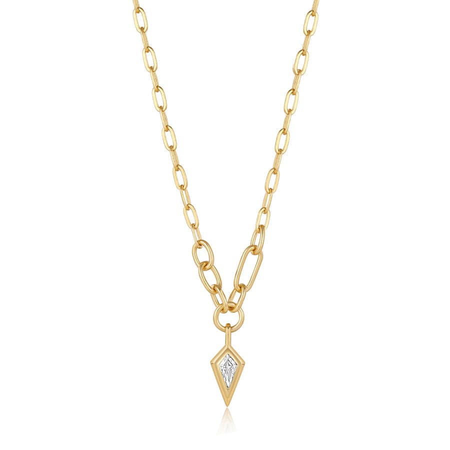NKL-GPL Gold Sparkle Drop Pendant Chunky Chain Necklace