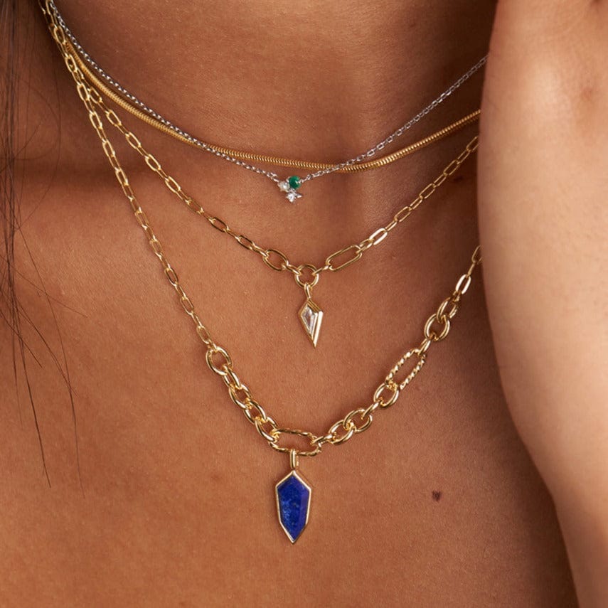 Gold Sparkle Drop Pendant Chunky Chain Necklace – Dandelion