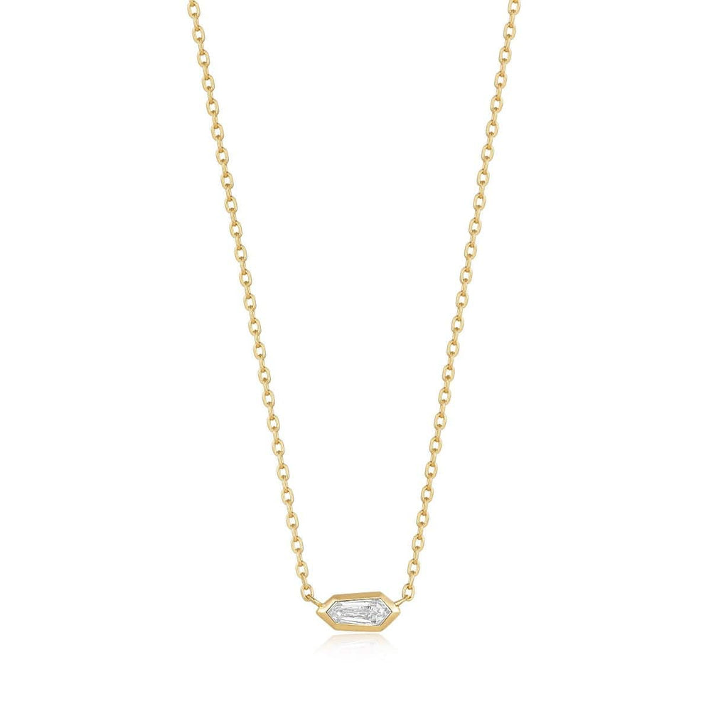 NKL-GPL Gold Sparkle Emblem Chain Necklace