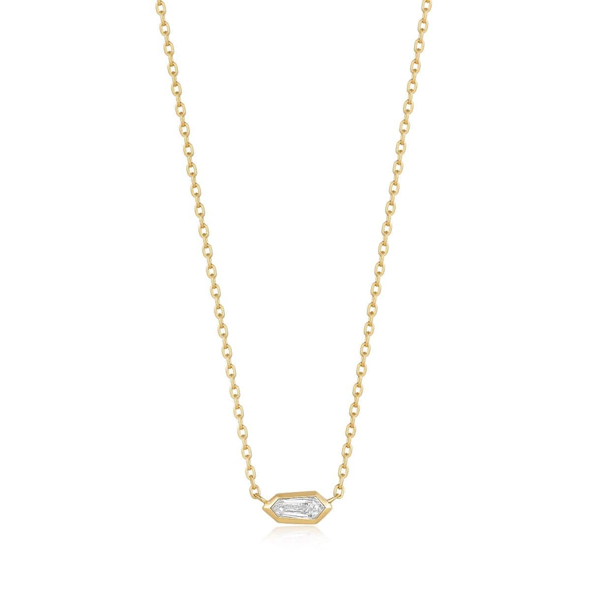 NKL-GPL Gold Sparkle Emblem Chain Necklace