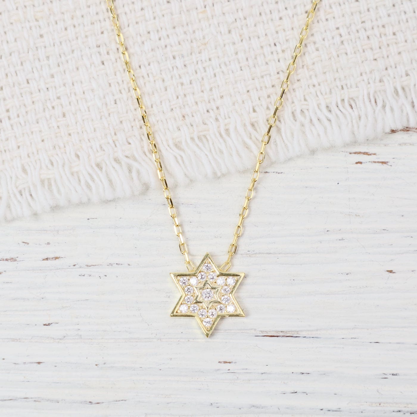 NKL-GPL Gold Sparkling Cz Star Of David Necklace