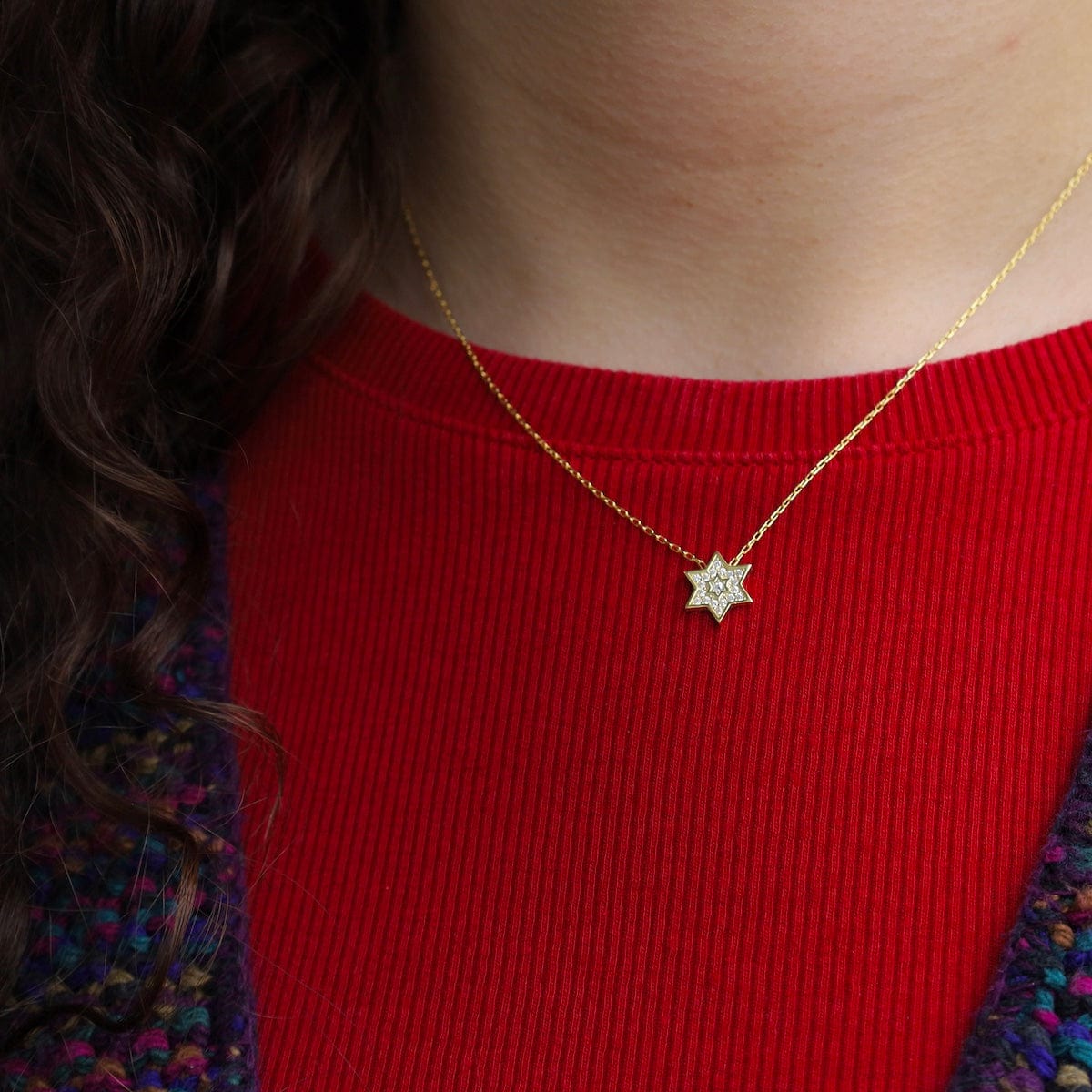 NKL-GPL Gold Sparkling Cz Star Of David Necklace