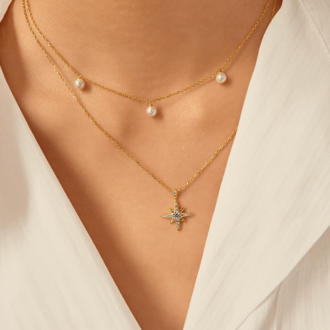 NKL-GPL Gold Sparkling Nova Star Necklace