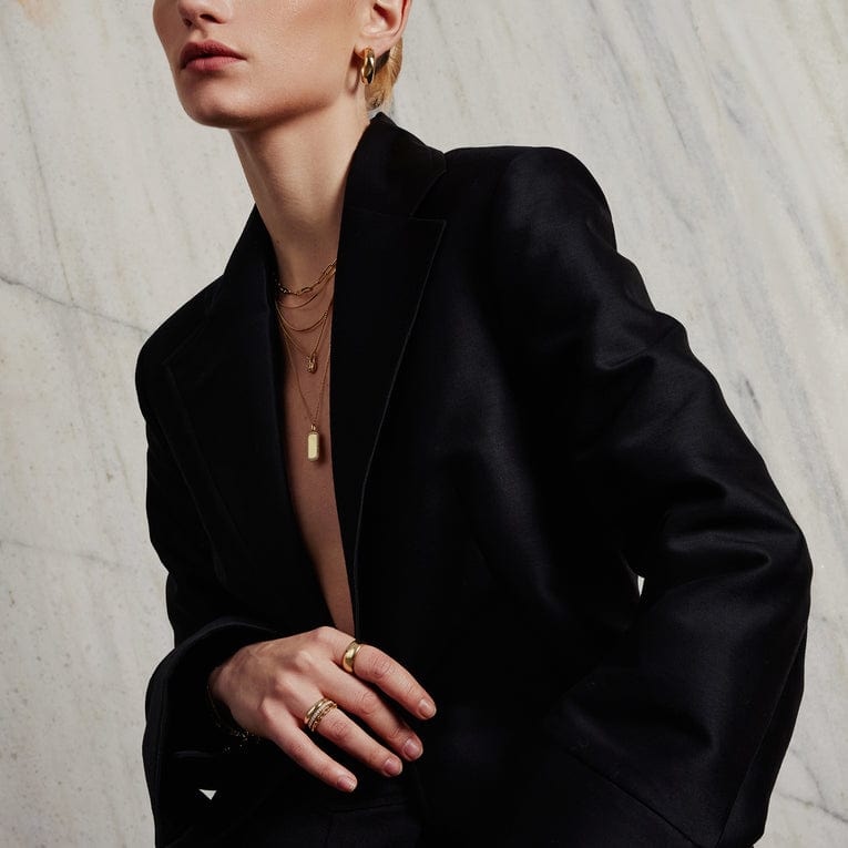 NKL-GPL Gold Sparkling Tag Necklace