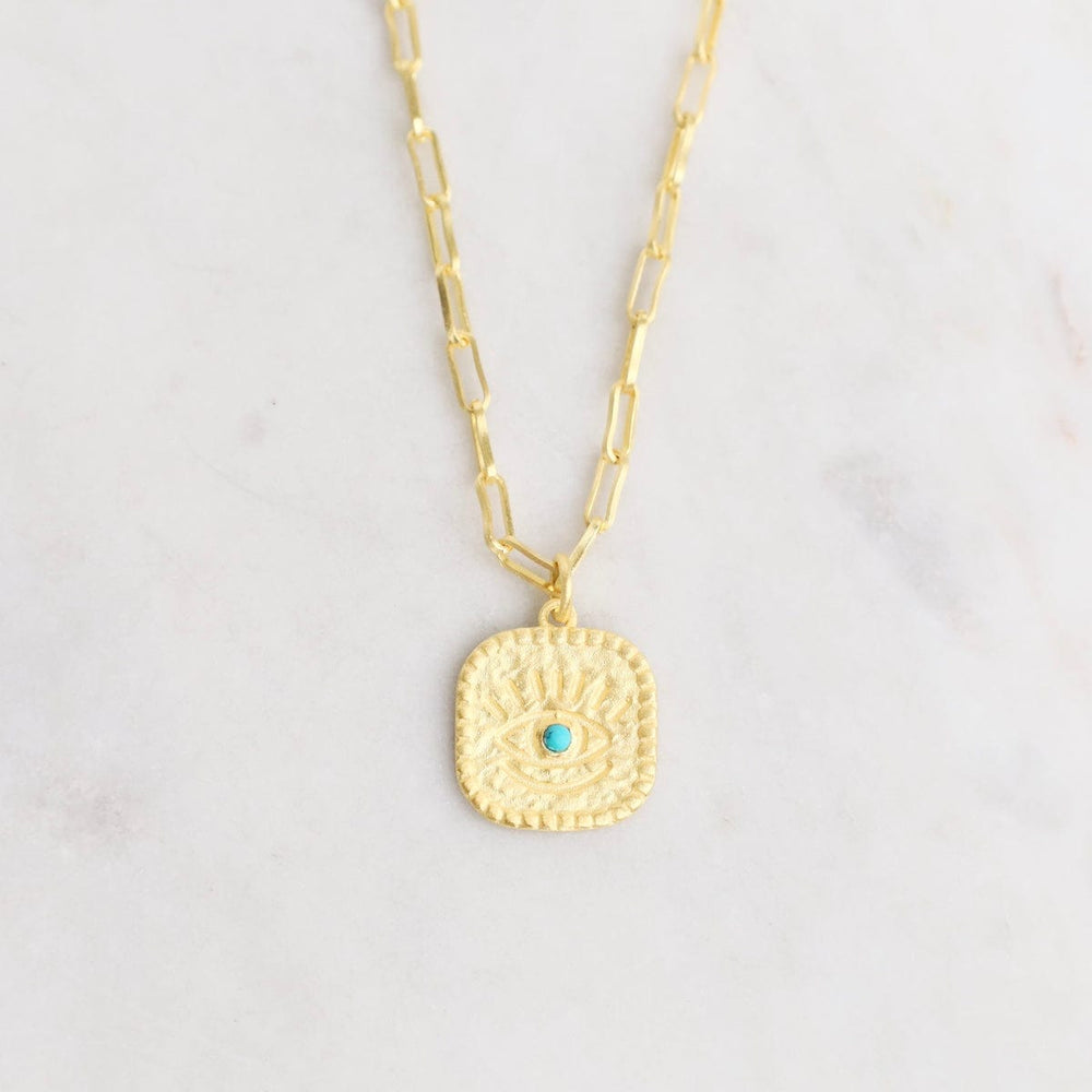 
                      
                        NKL-GPL Gold Square Turquoise Eye Pendant Necklace
                      
                    