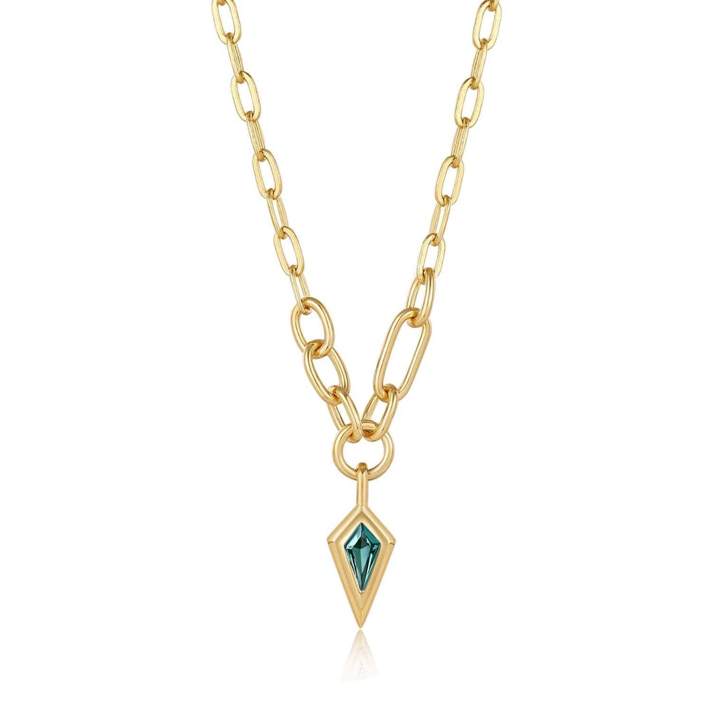 
                      
                        NKL-GPL Gold Teal Sparkle Drop Pendant Chunky Chain Necklace
                      
                    