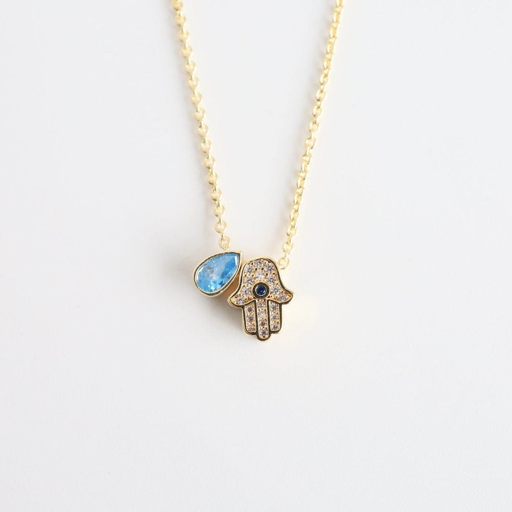 NKL-GPL Gold Teardrop Hamsa Charm Necklace