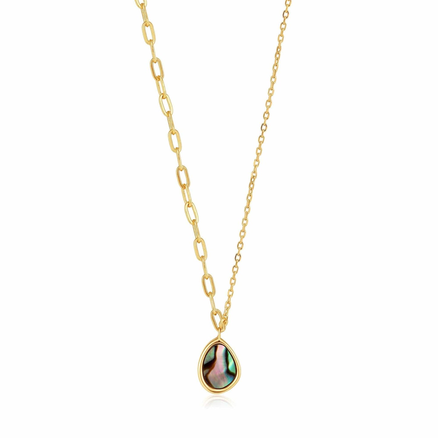 NKL-GPL Gold Tidal Abalone Mixed Link Necklace