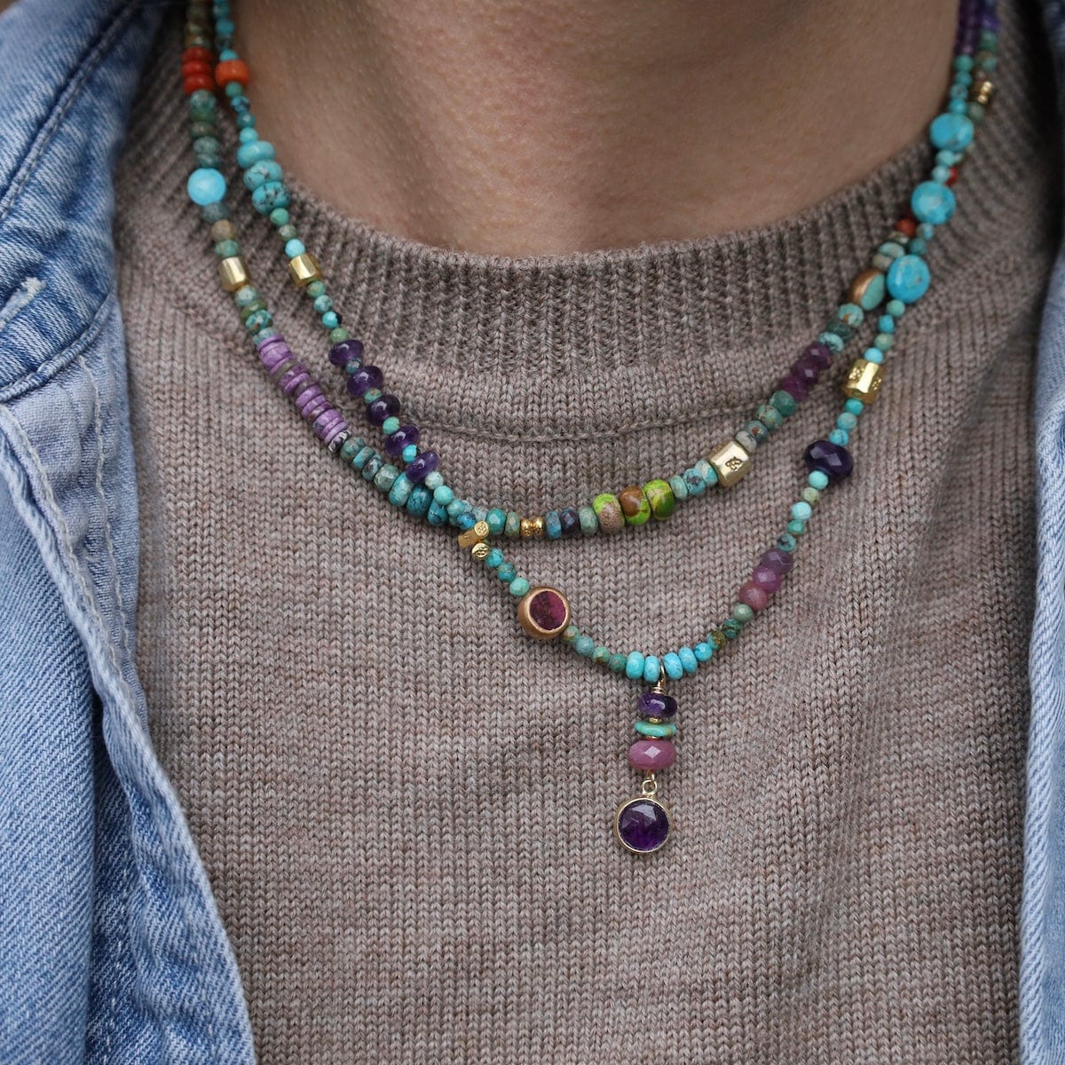NKL-GPL Golden Matilda with Amethyst Pendant Necklace