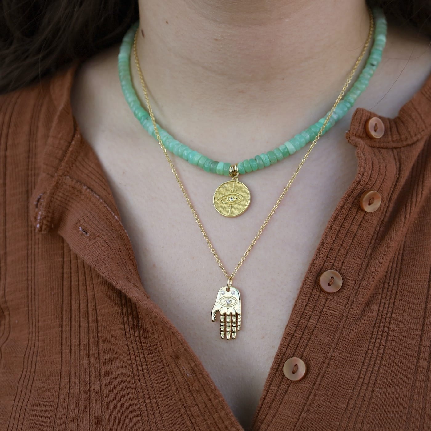 NKL-GPL Good Vibes Only Hamsa Necklace