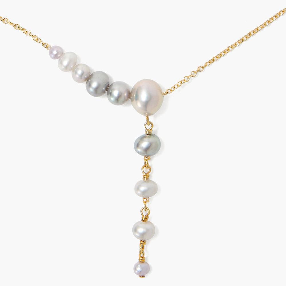 NKL-GPL Graduated Grey Pearl Lariat Necklace
