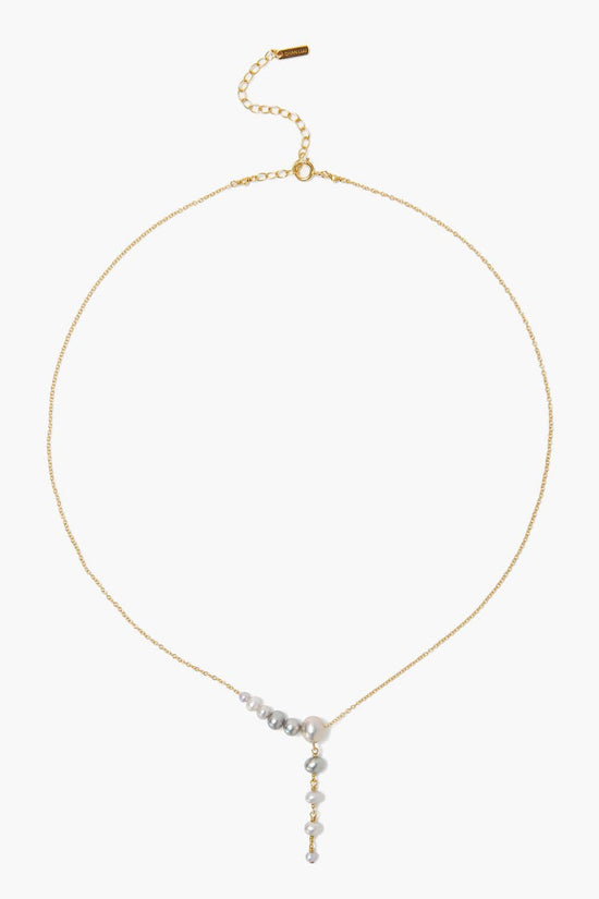 NKL-GPL Graduated Grey Pearl Lariat Necklace