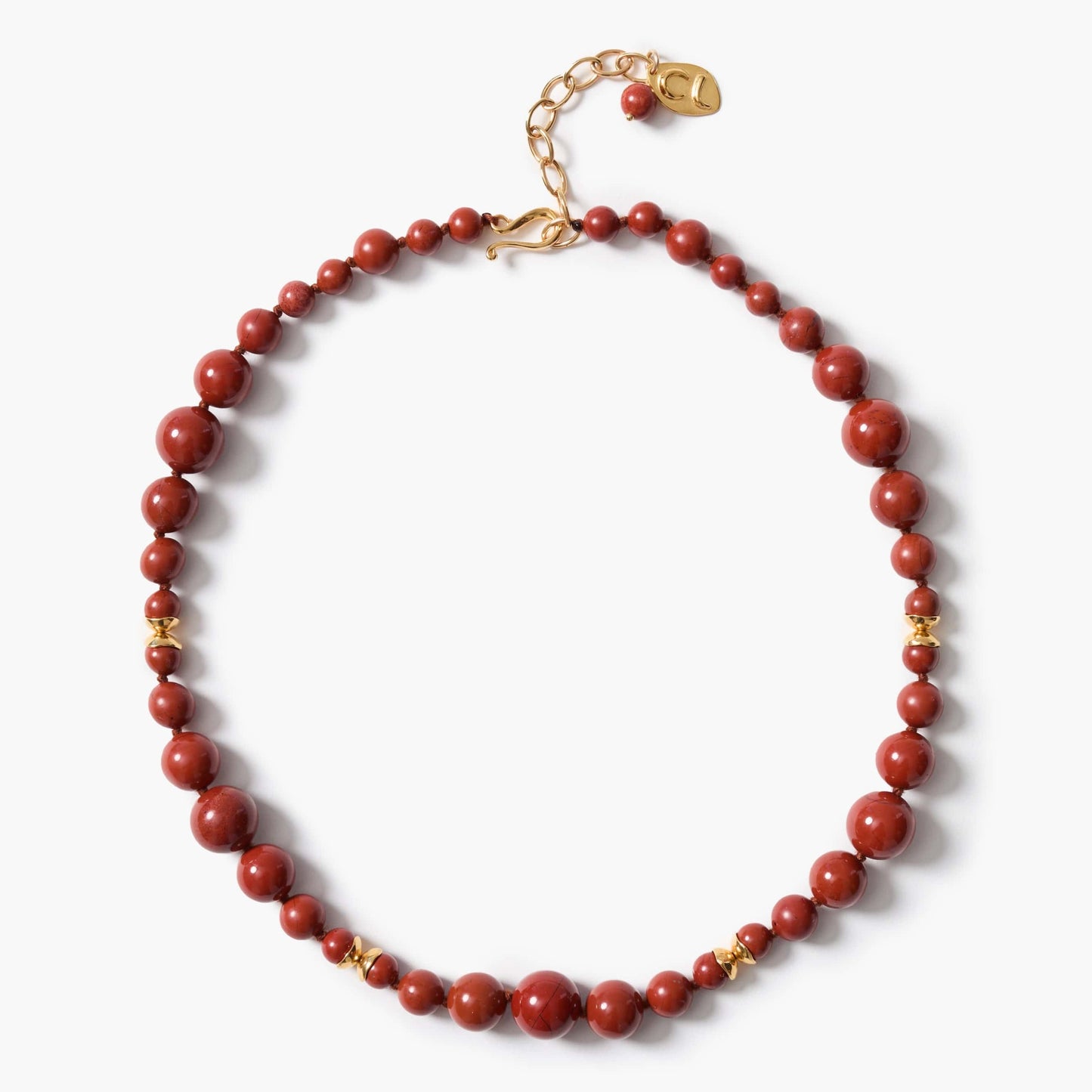 NKL-GPL Graduated Red Jasper Beaded Necklace