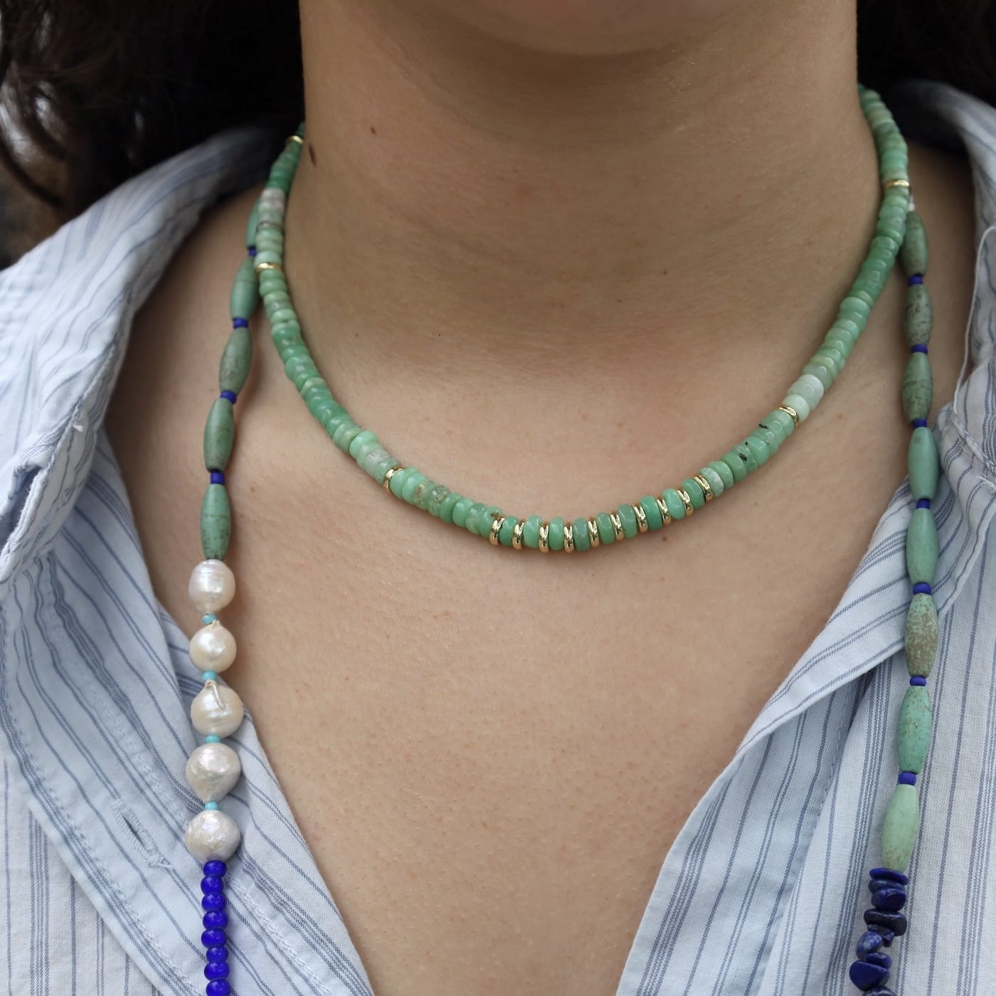 NKL-GPL Greek Islands Collar Necklace -Chrysophase