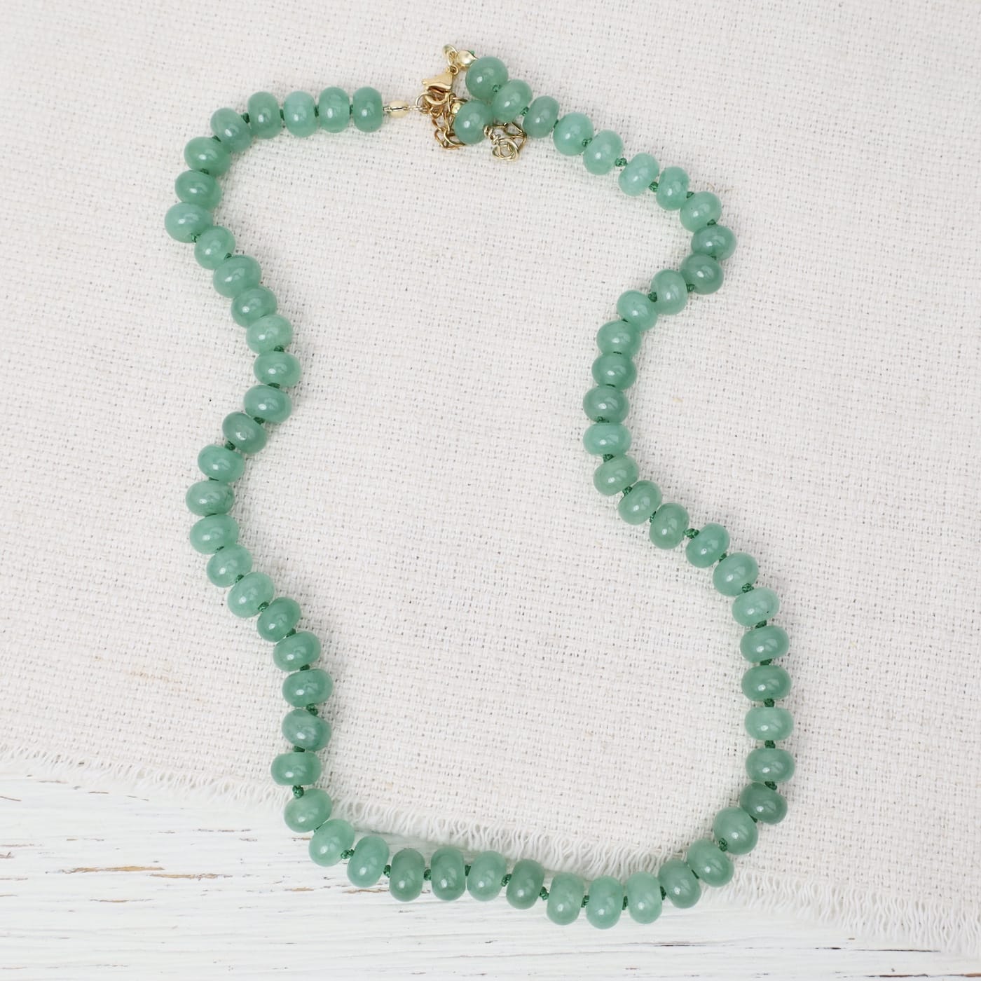 NKL-GPL Green Aventurine 8mm Hand Knotted Beaded Necklace