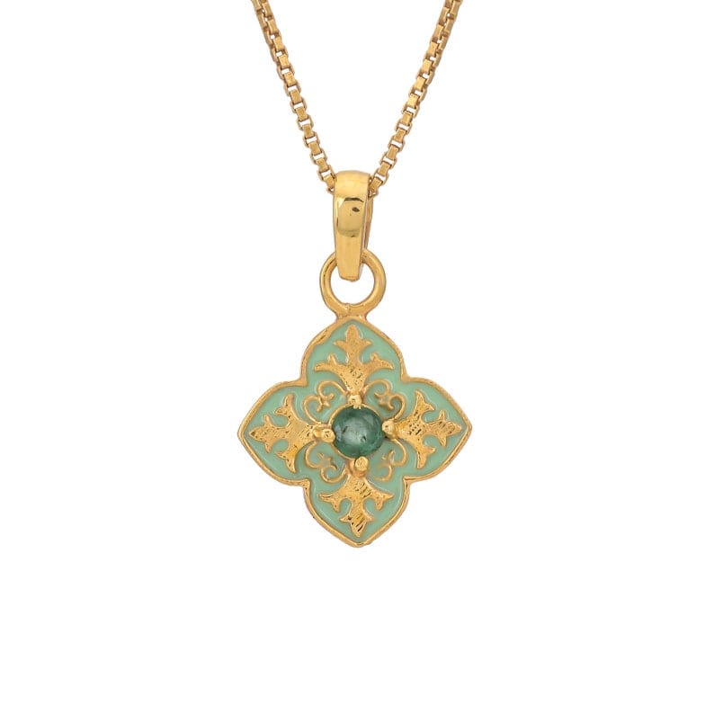 
                      
                        NKL-GPL Green Enamel & Emerald Pendant Necklace
                      
                    