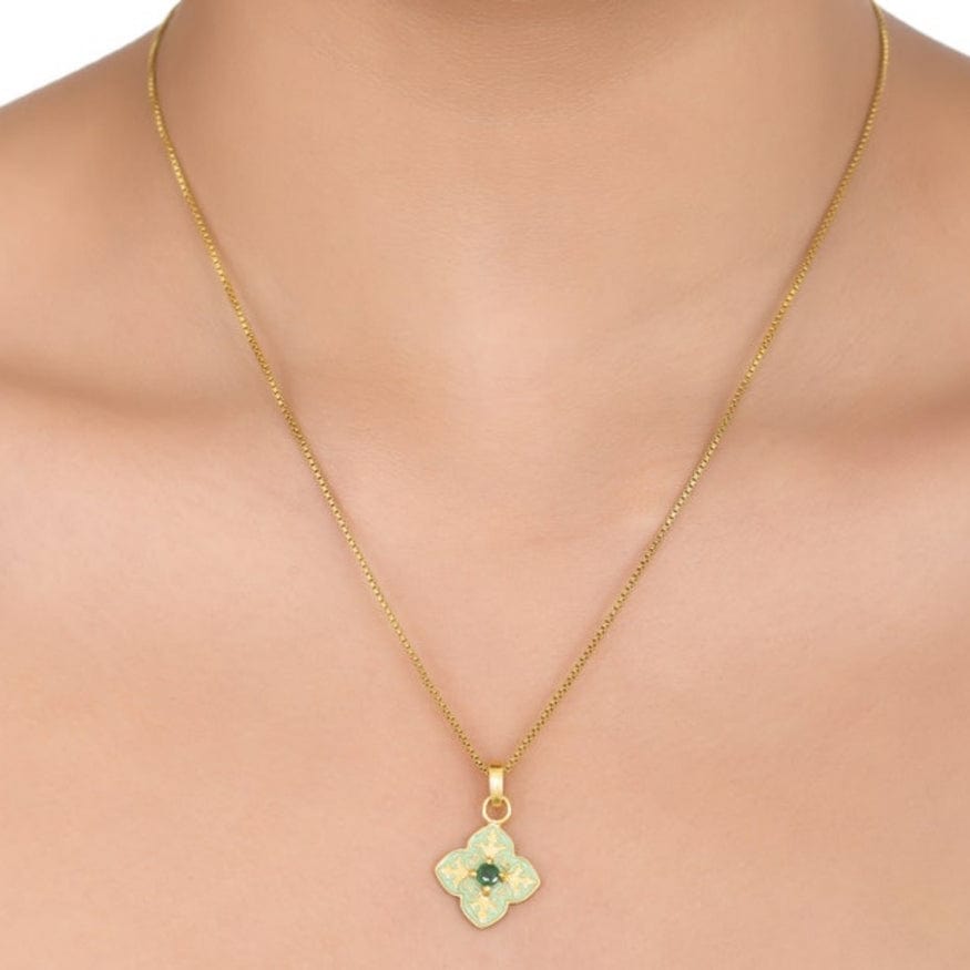 
                      
                        NKL-GPL Green Enamel & Emerald Pendant Necklace
                      
                    