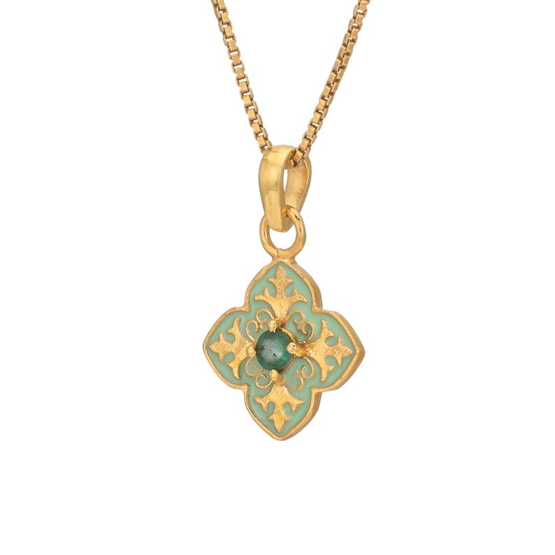 
                      
                        NKL-GPL Green Enamel & Emerald Pendant Necklace
                      
                    