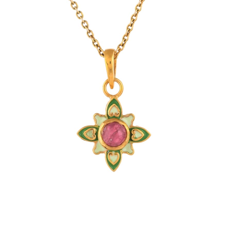 
                      
                        NKL-GPL Green Enamel Tourmaline Pendant Necklace
                      
                    