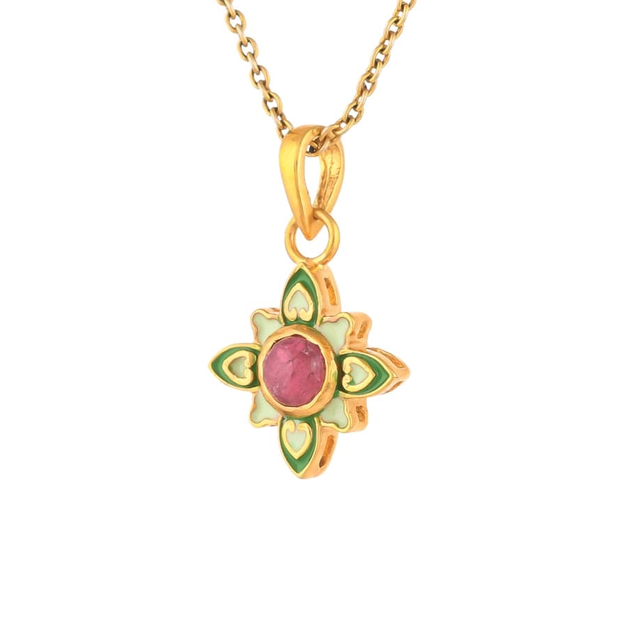 
                      
                        NKL-GPL Green Enamel Tourmaline Pendant Necklace
                      
                    