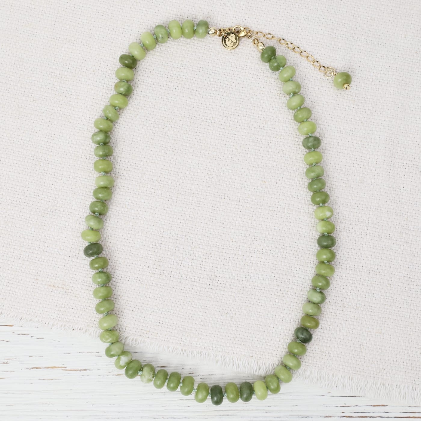 NKL-GPL Green Jadeite 8mm Hand Knotted Beaded Necklace