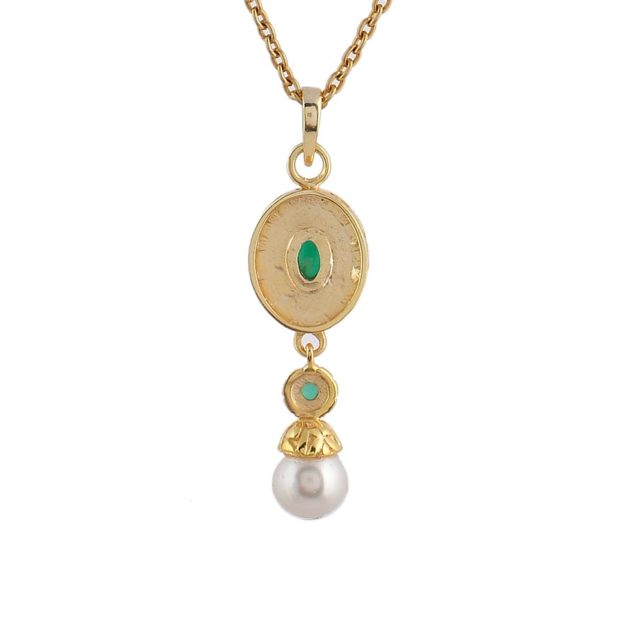 
                      
                        NKL-GPL Green Onyx & Emerald Enamel Pendant Necklace
                      
                    