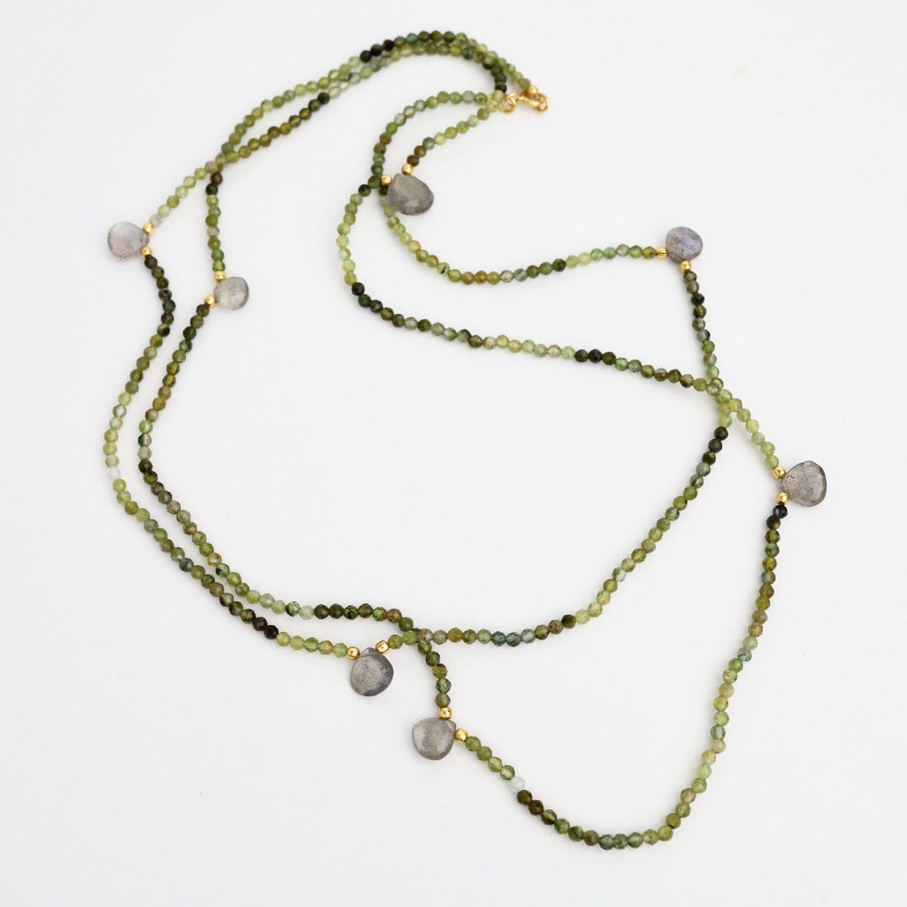 NKL-GPL Green Tourmaline & Labradorite Long Necklace