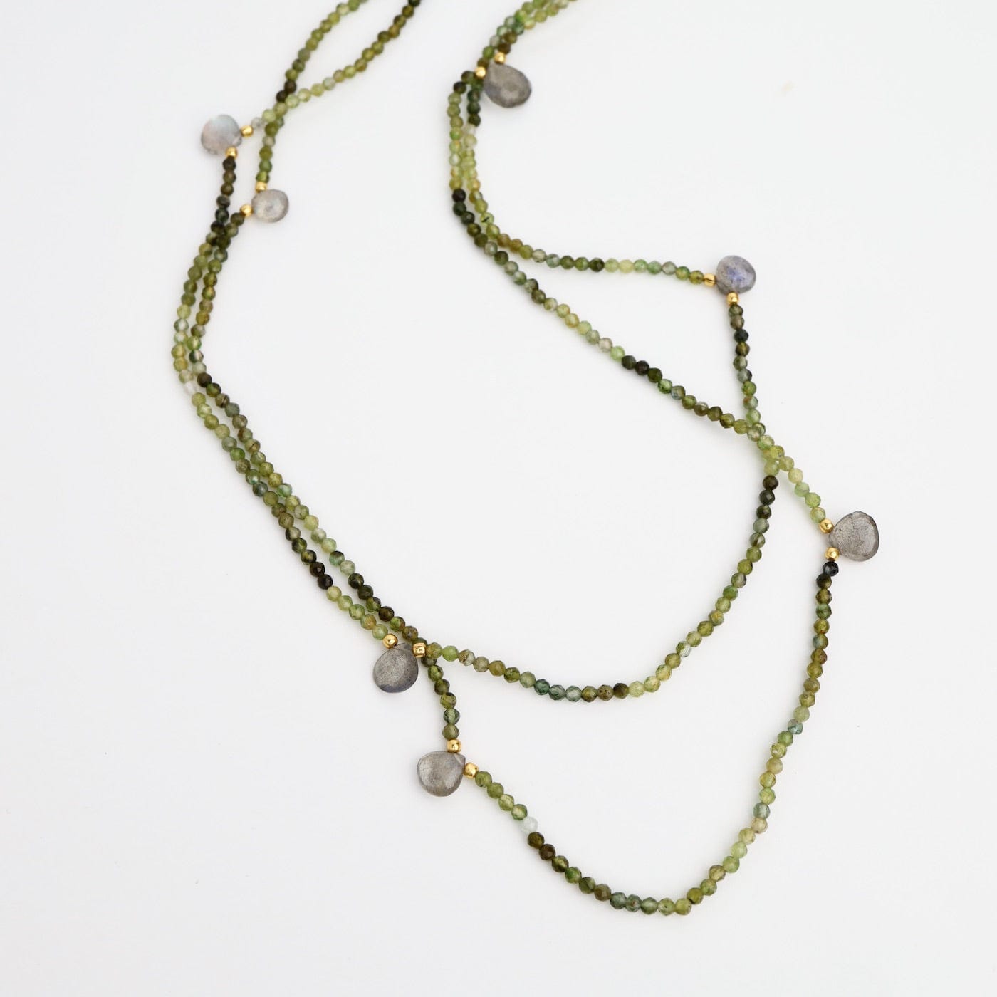 NKL-GPL Green Tourmaline & Labradorite Long Necklace