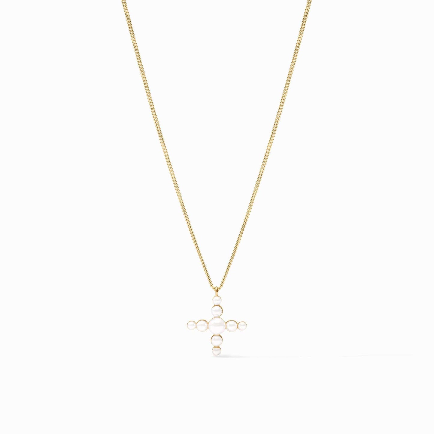 NKL-GPL Gumdrop Cross Delicate Necklace Pearl