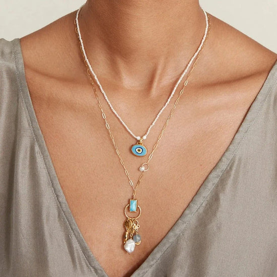NKL-GPL HALO CHARM NECKLACE TURQUOISE MIX